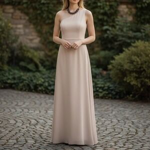 Watters & Watters Dress Size 12 Dusty Pink Gown Wedding Formal One Shoulder 3222